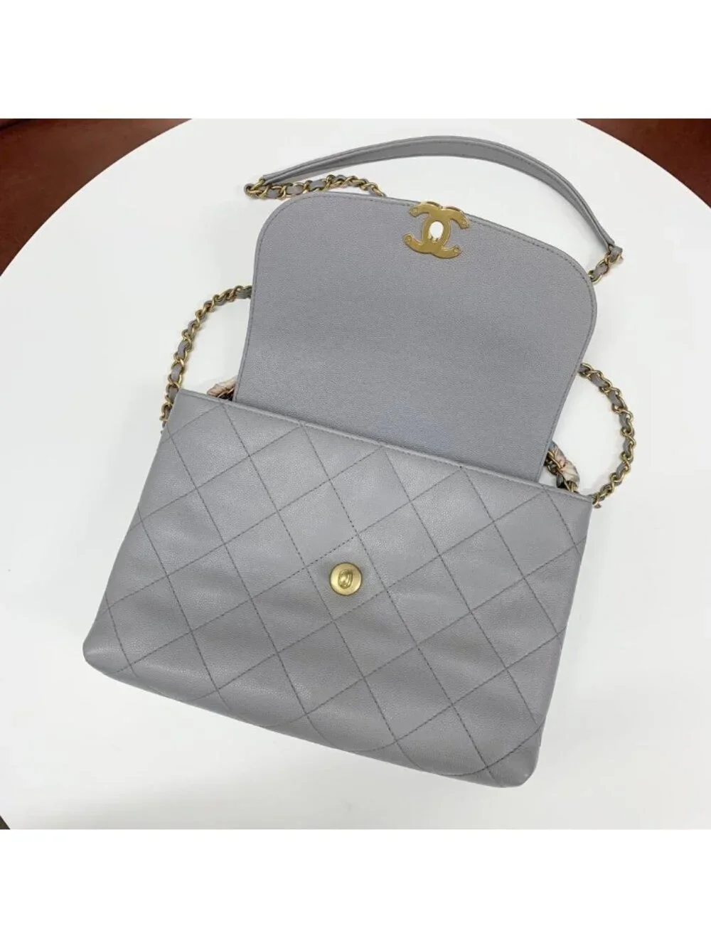 Chanel Quilted CC Logo Caviar Leather 2-Way Shoulder Bag